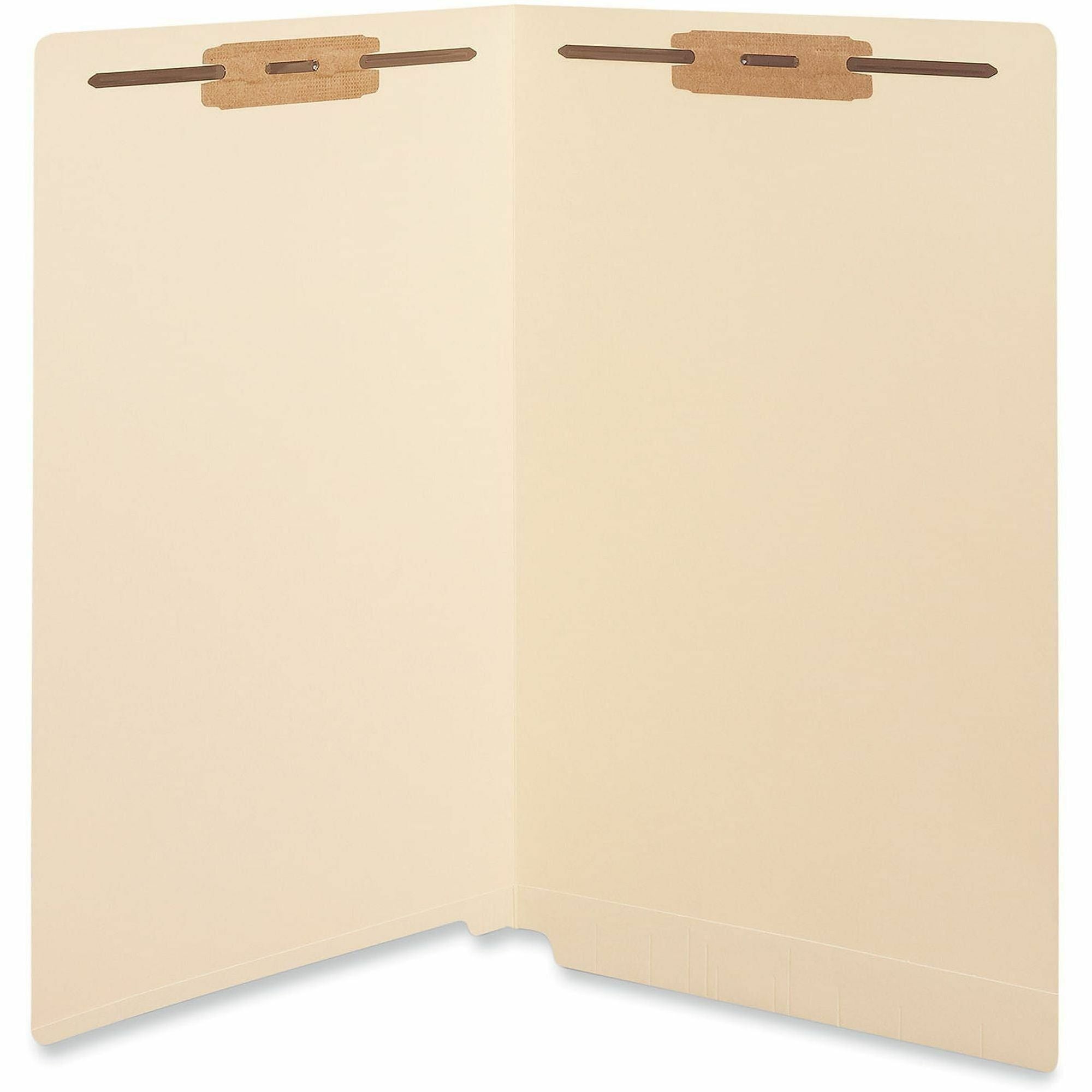 Reinforced End Tab Fastener Folders, 0.75" Expansion, 2 Fasteners, Legal Size, Manila Exterior, 50/Box