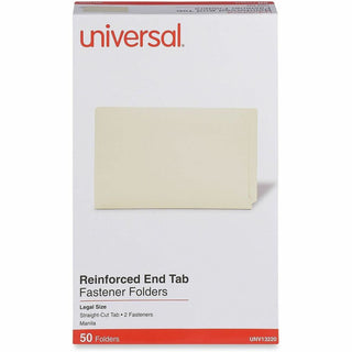 Reinforced End Tab Fastener Folders, 0.75" Expansion, 2 Fasteners, Legal Size, Manila Exterior, 50/Box