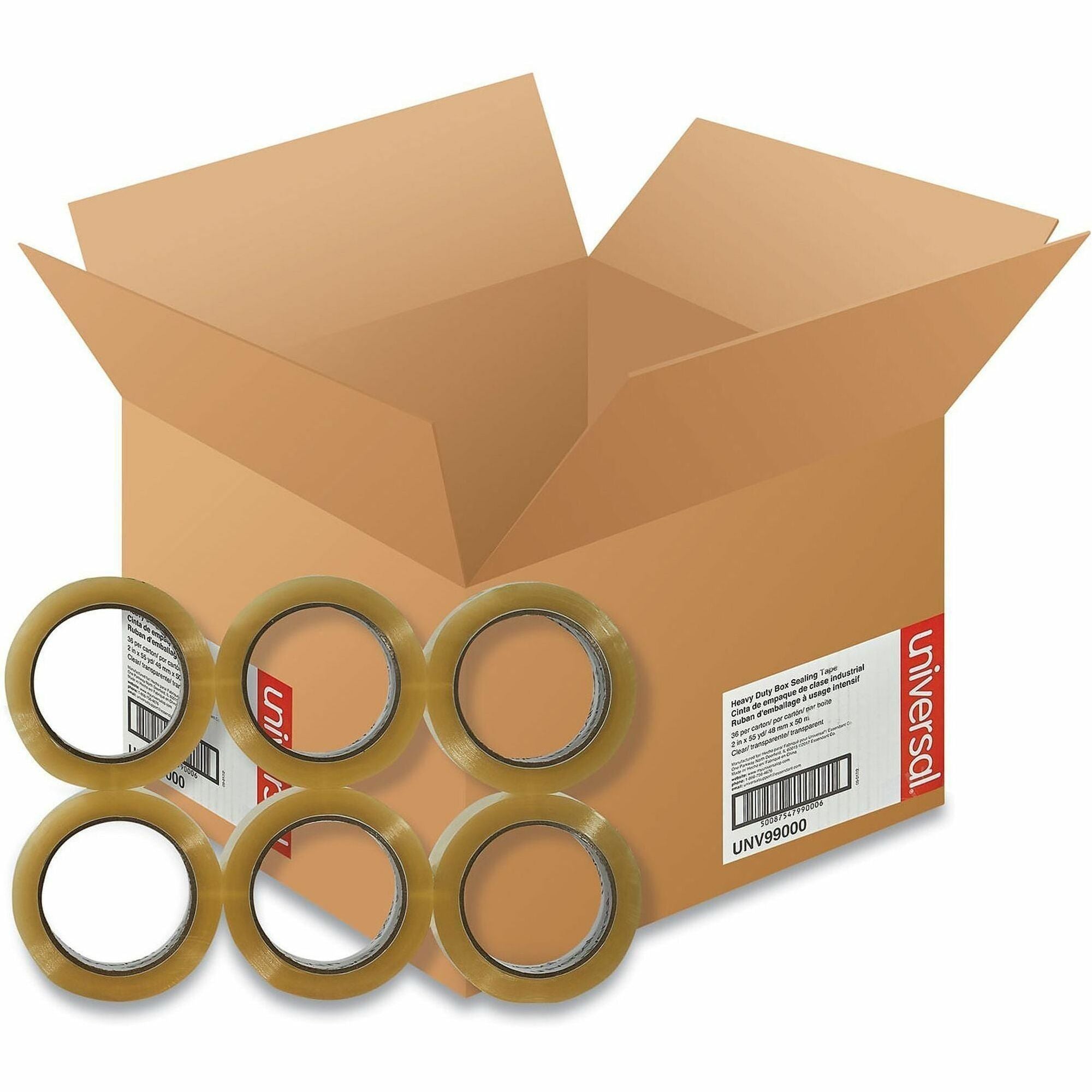 Heavy-Duty Box Sealing Tape, 3" Core, 1.88" x 54.6 yds, Clear, 36/Box