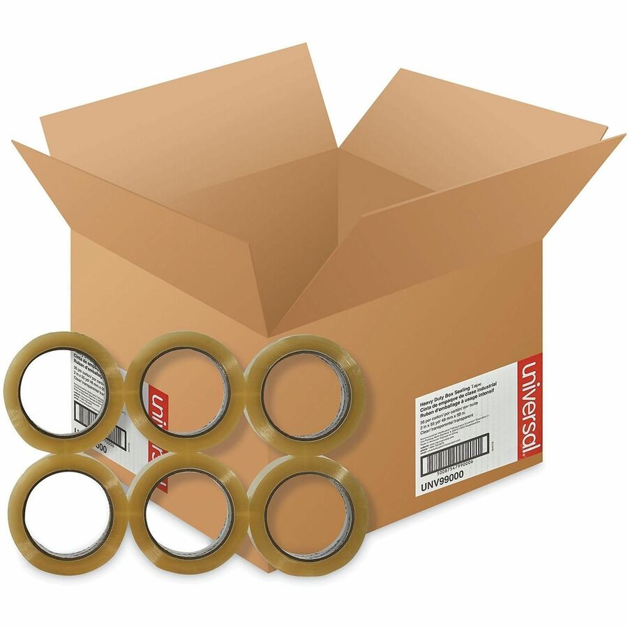 Heavy-Duty Box Sealing Tape, 3" Core, 1.88" x 54.6 yds, Clear, 36/Box