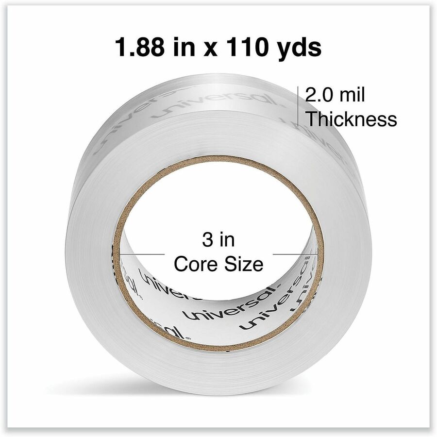 Deluxe General-Purpose Acrylic Box Sealing Tape, 2 mil, 3" Core, 1.88" x 109 yds, Clear, 6/Pack