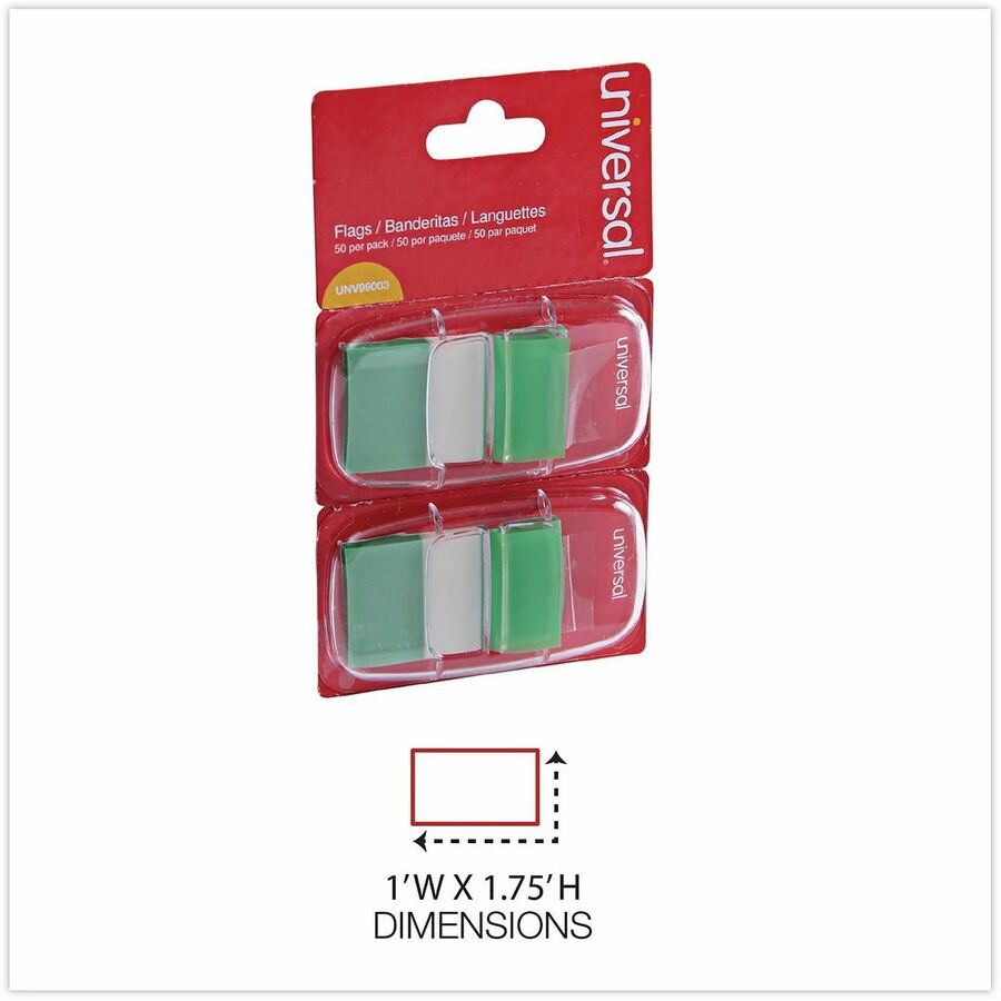 Page Flags, Green, 50 Flags/Dispenser, 2 Dispensers/Pack