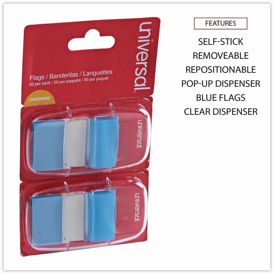 Page Flags, Blue, 50 Flags/Dispenser, 2 Dispensers/Pack