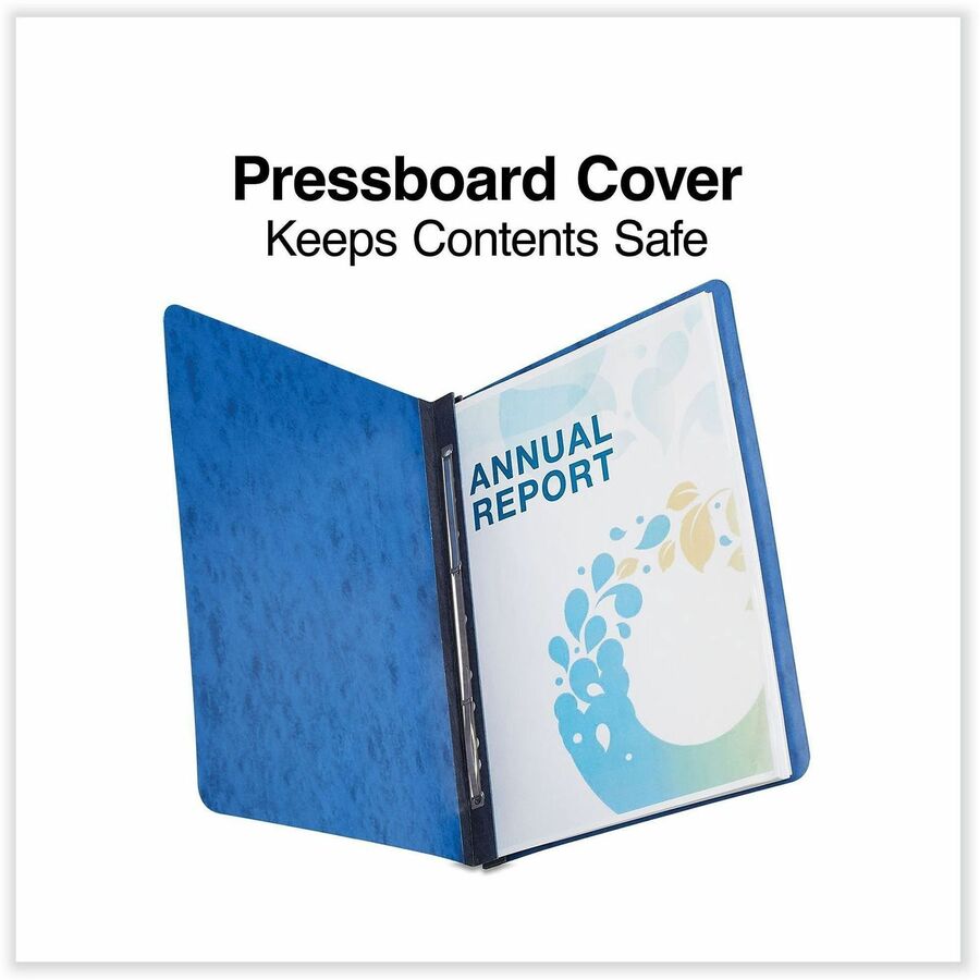 Pressboard Report Cover, Two-Piece Prong Fastener, 3" Capacity, 8.5 x 11, Dark Blue/Dark Blue
