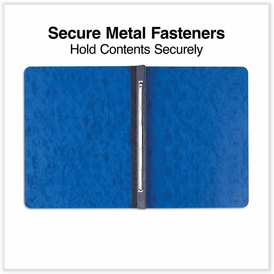 Pressboard Report Cover, Two-Piece Prong Fastener, 3" Capacity, 8.5 x 11, Dark Blue/Dark Blue