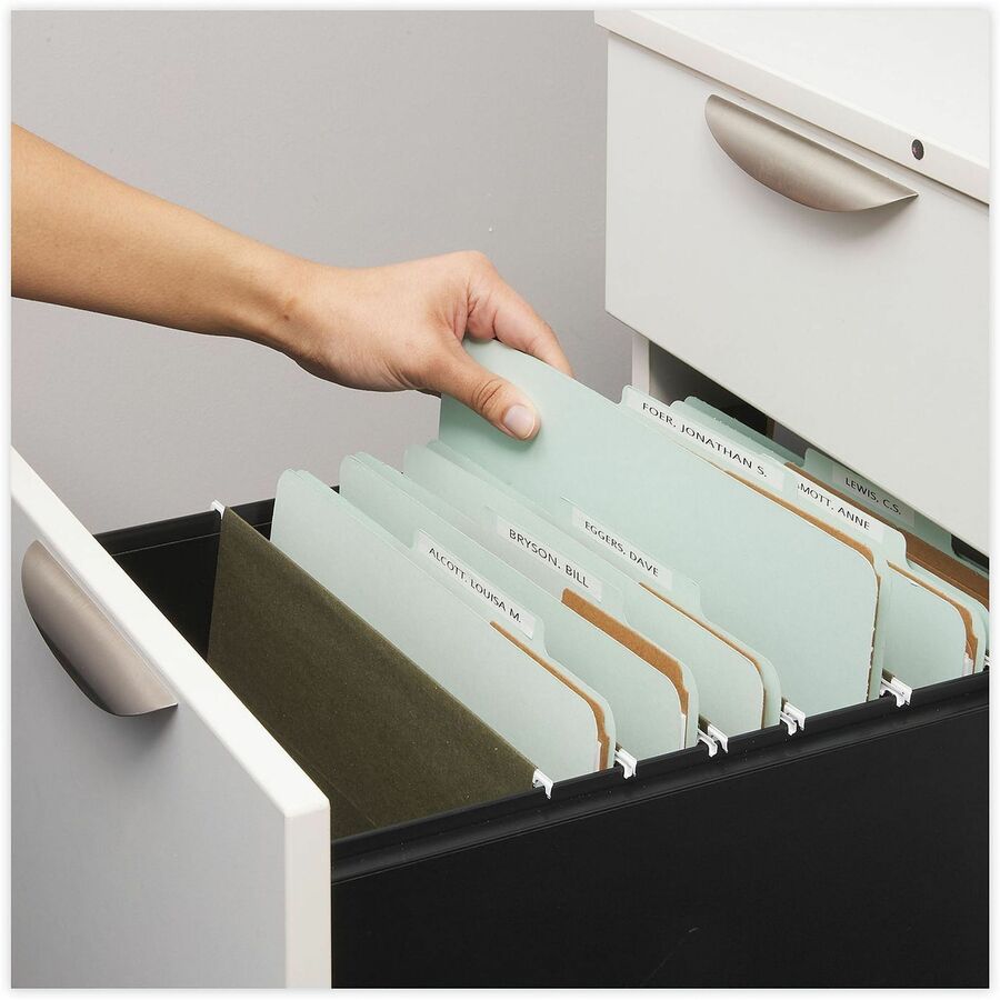Six-Section Pressboard Classification Folders, 2" Expansion, 2 Dividers, 6 Fasteners, Letter Size, Gray-Green, 10/Box