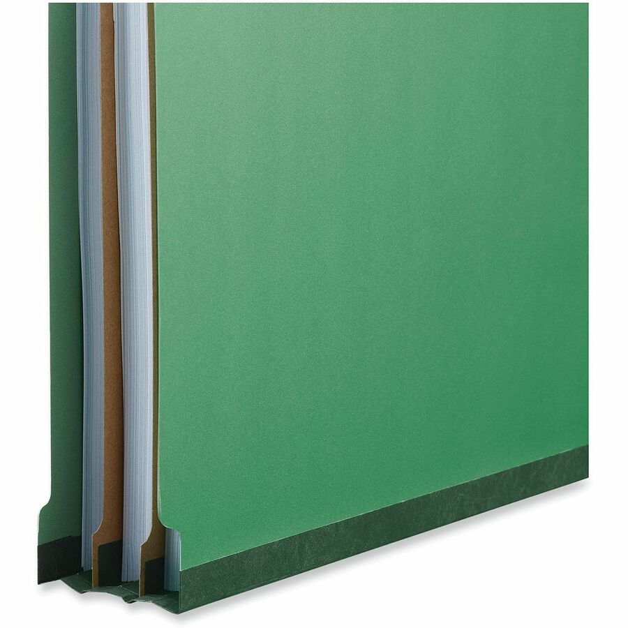 Bright Colored Pressboard Classification Folders, 2" Expansion, 1 Divider, 4 Fasteners, Legal Size, Emerald Green, 10/Box
