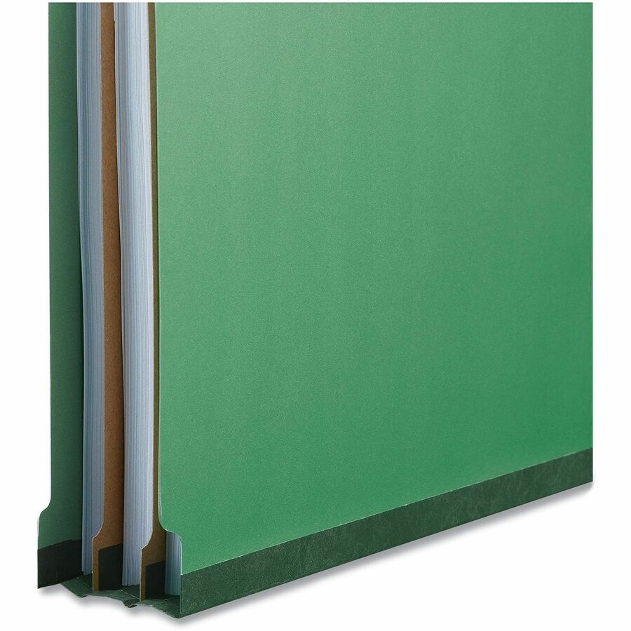 Deluxe Six-Section Pressboard End Tab Classification Folders, 2 Dividers, 6 Fasteners, Letter Size, Green, 10/Box