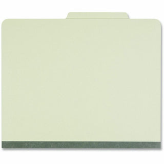 Six-Section Pressboard Classification Folders, 2" Expansion, 2 Dividers, 6 Fasteners, Letter Size, Green Exterior, 10/Box