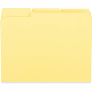 Reinforced Top-Tab File Folders, 1/3-Cut Tabs: Assorted, Letter Size, 1" Expansion, Yellow, 100/Box