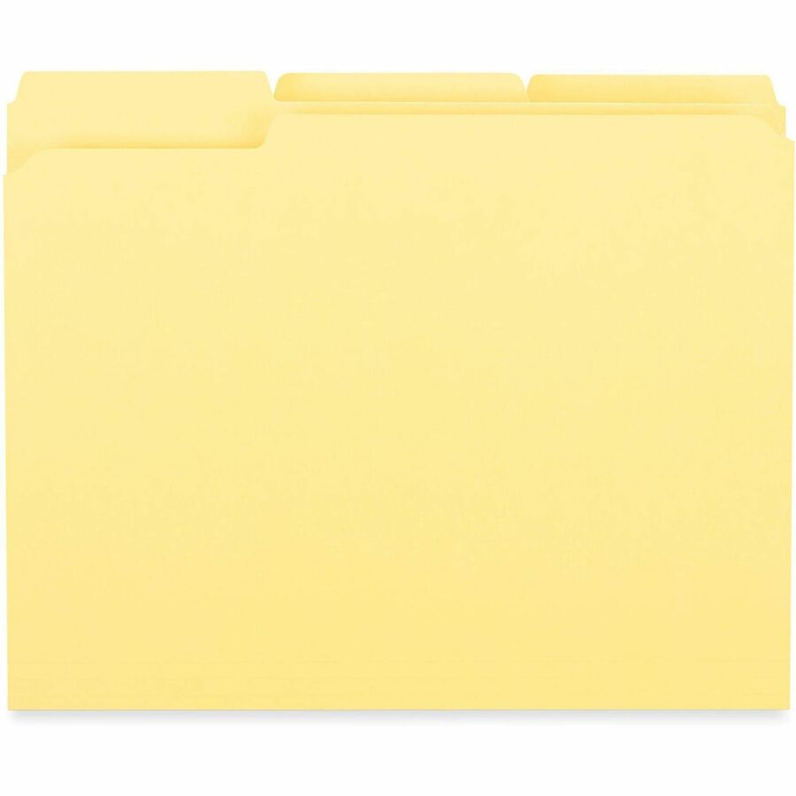 Reinforced Top-Tab File Folders, 1/3-Cut Tabs: Assorted, Letter Size, 1" Expansion, Yellow, 100/Box