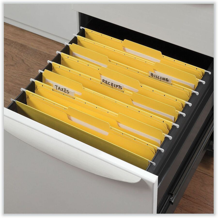 Reinforced Top-Tab File Folders, 1/3-Cut Tabs: Assorted, Letter Size, 1" Expansion, Yellow, 100/Box