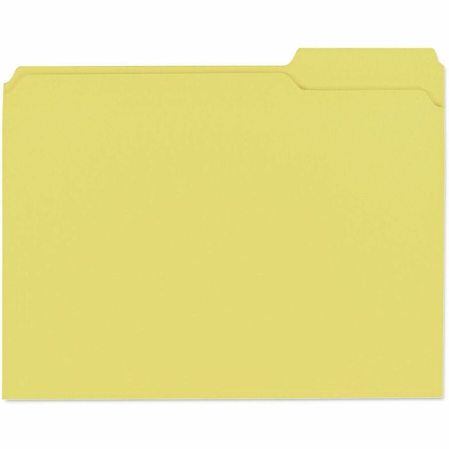 Reinforced Top-Tab File Folders, 1/3-Cut Tabs: Assorted, Letter Size, 1" Expansion, Yellow, 100/Box