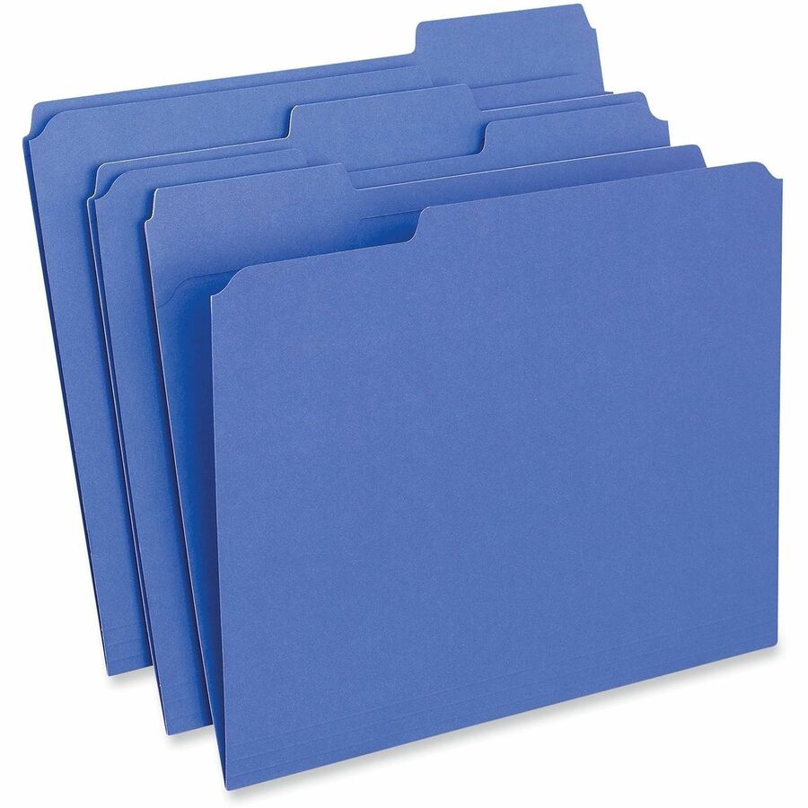 Reinforced Top-Tab File Folders, 1/3-Cut Tabs: Assorted, Letter Size, 1" Expansion, Blue, 100/Box
