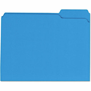 Reinforced Top-Tab File Folders, 1/3-Cut Tabs: Assorted, Letter Size, 1" Expansion, Blue, 100/Box