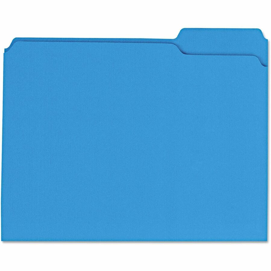 Reinforced Top-Tab File Folders, 1/3-Cut Tabs: Assorted, Letter Size, 1" Expansion, Blue, 100/Box