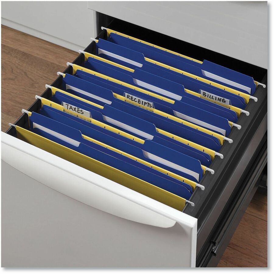 Reinforced Top-Tab File Folders, 1/3-Cut Tabs: Assorted, Letter Size, 1" Expansion, Blue, 100/Box