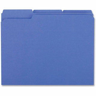 Reinforced Top-Tab File Folders, 1/3-Cut Tabs: Assorted, Letter Size, 1" Expansion, Blue, 100/Box