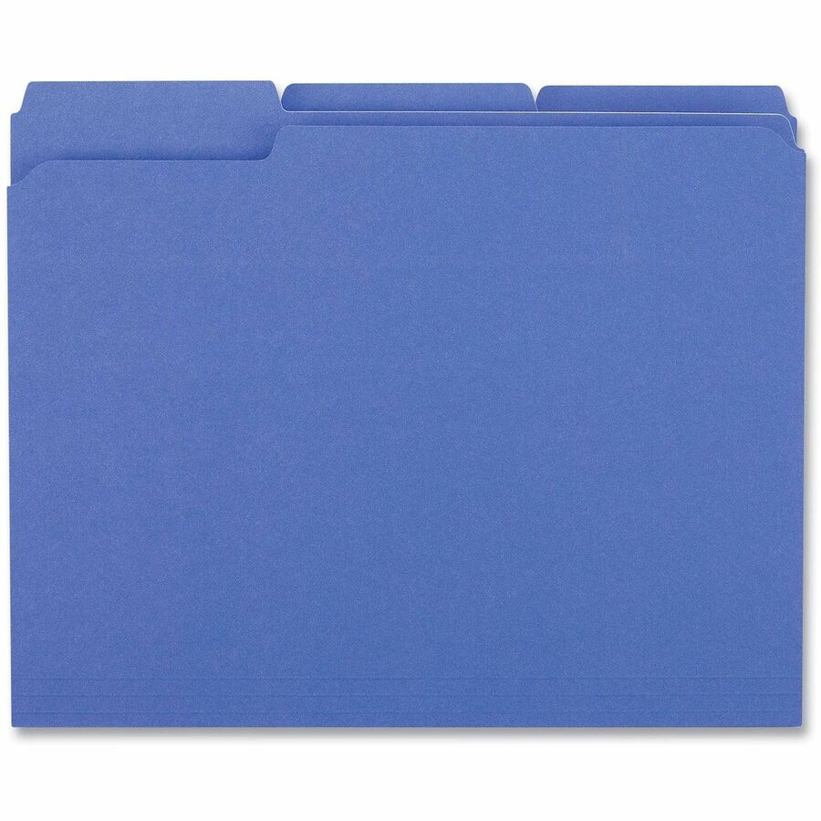 Reinforced Top-Tab File Folders, 1/3-Cut Tabs: Assorted, Letter Size, 1" Expansion, Blue, 100/Box