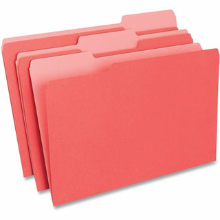 Deluxe Colored Top Tab File Folders, 1/3-Cut Tabs: Assorted, Legal Size, Red/Light Red, 100/Box