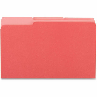 Deluxe Colored Top Tab File Folders, 1/3-Cut Tabs: Assorted, Legal Size, Red/Light Red, 100/Box