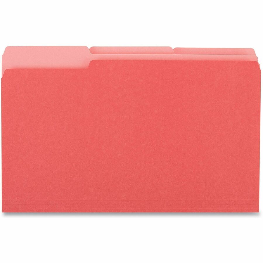 Deluxe Colored Top Tab File Folders, 1/3-Cut Tabs: Assorted, Legal Size, Red/Light Red, 100/Box