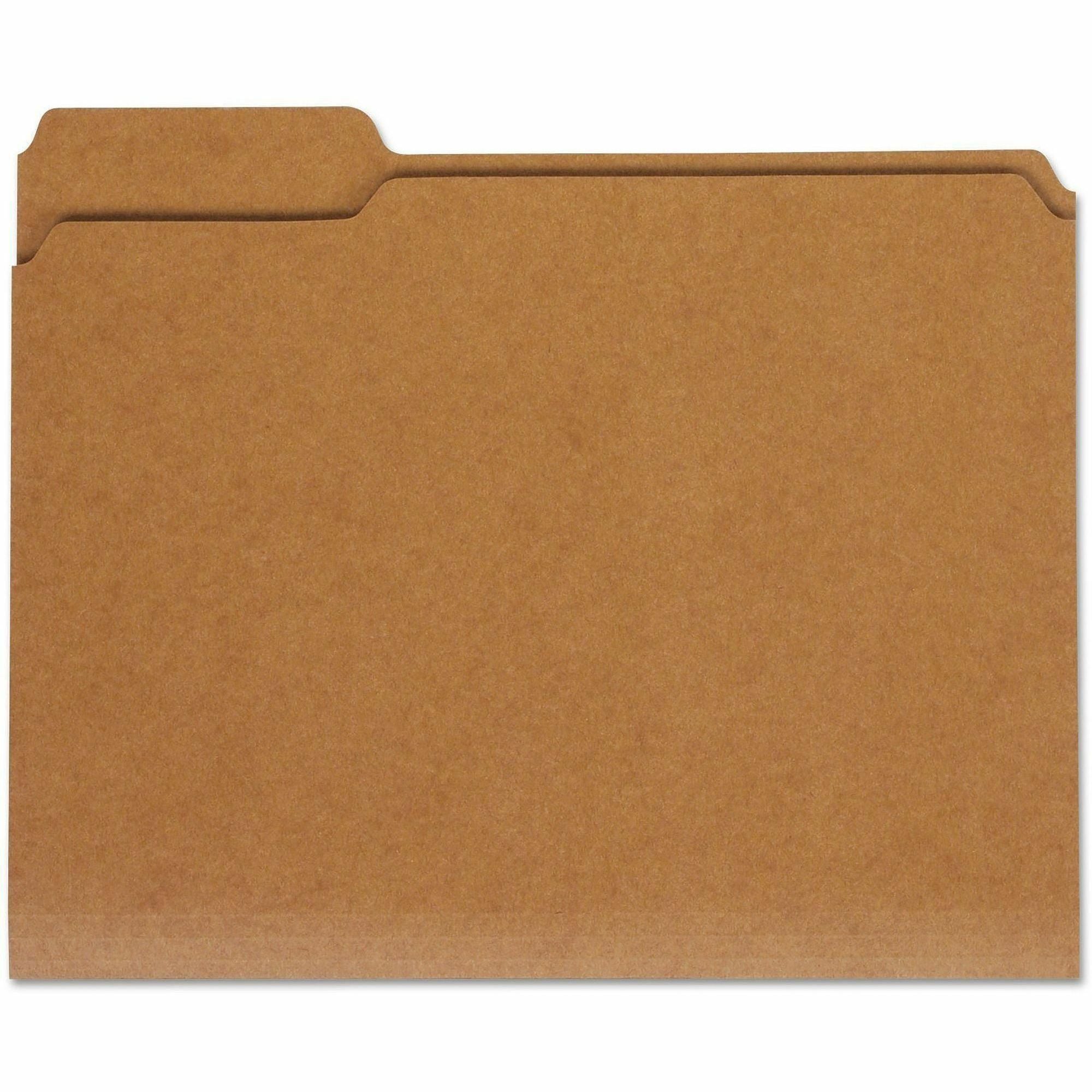 Reinforced Kraft Top Tab File Folders, 1/3-Cut Tabs: Assorted, Letter Size, 0.75" Expansion, Brown, 100/Box