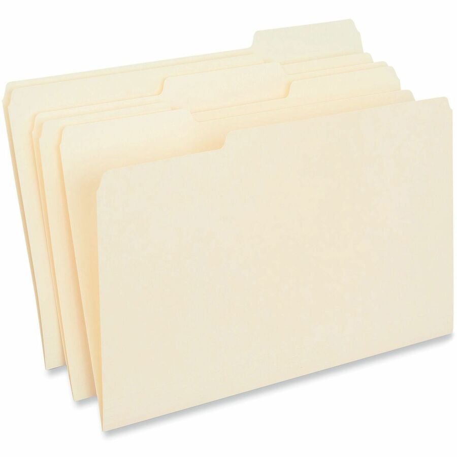 Interior File Folders, 1/3-Cut Tabs: Assorted, Legal Size, 9.5-pt Manila, 100/Box