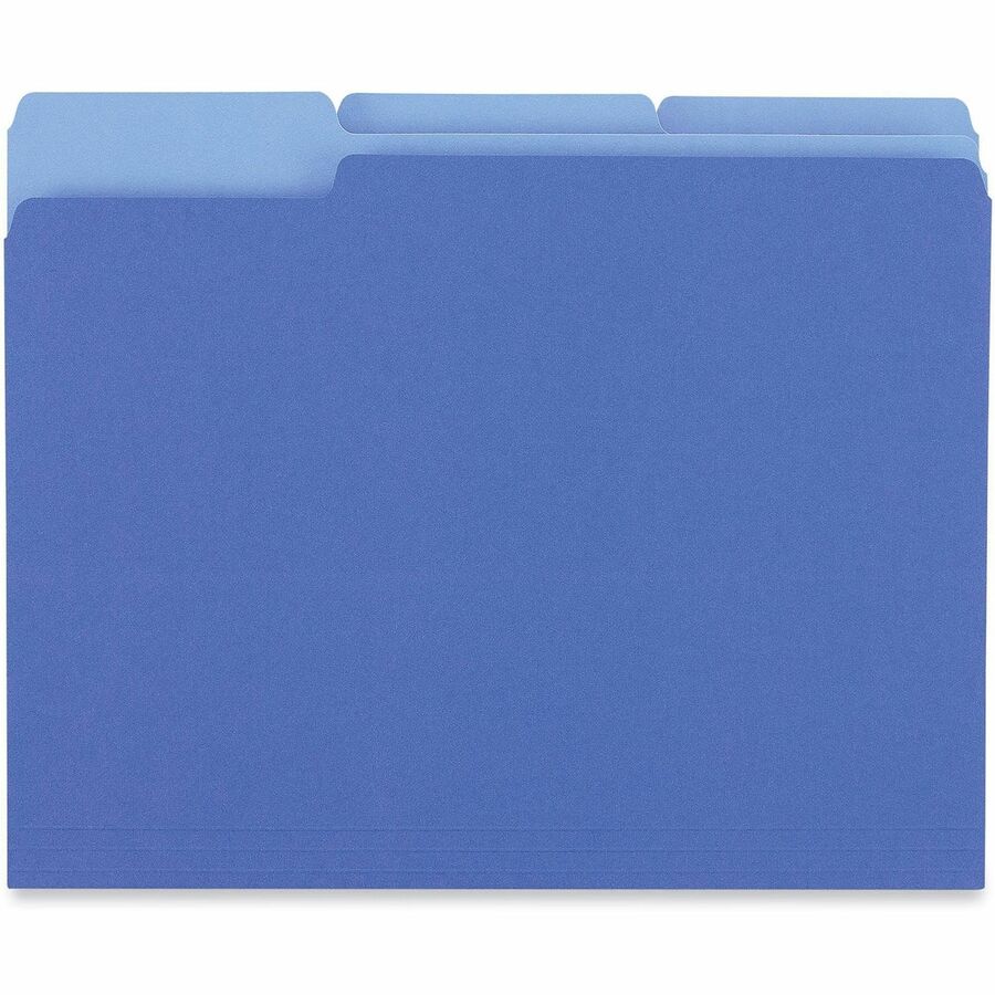 Interior File Folders, 1/3-Cut Tabs: Assorted, Letter Size, 11-pt Stock, Blue, 100/Box