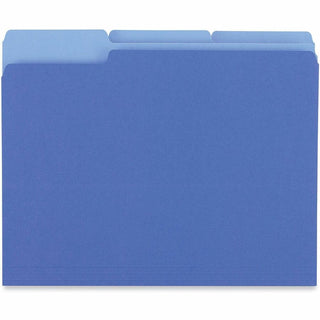 Interior File Folders, 1/3-Cut Tabs: Assorted, Letter Size, 11-pt Stock, Blue, 100/Box