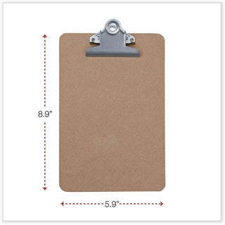 Hardboard Clipboard, 0.75" Clip Capacity, Holds 5 x 8 Sheets, Brown