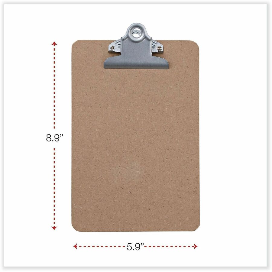 Hardboard Clipboard, 0.75" Clip Capacity, Holds 5 x 8 Sheets, Brown