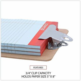 Hardboard Clipboard, 0.75" Clip Capacity, Holds 5 x 8 Sheets, Brown