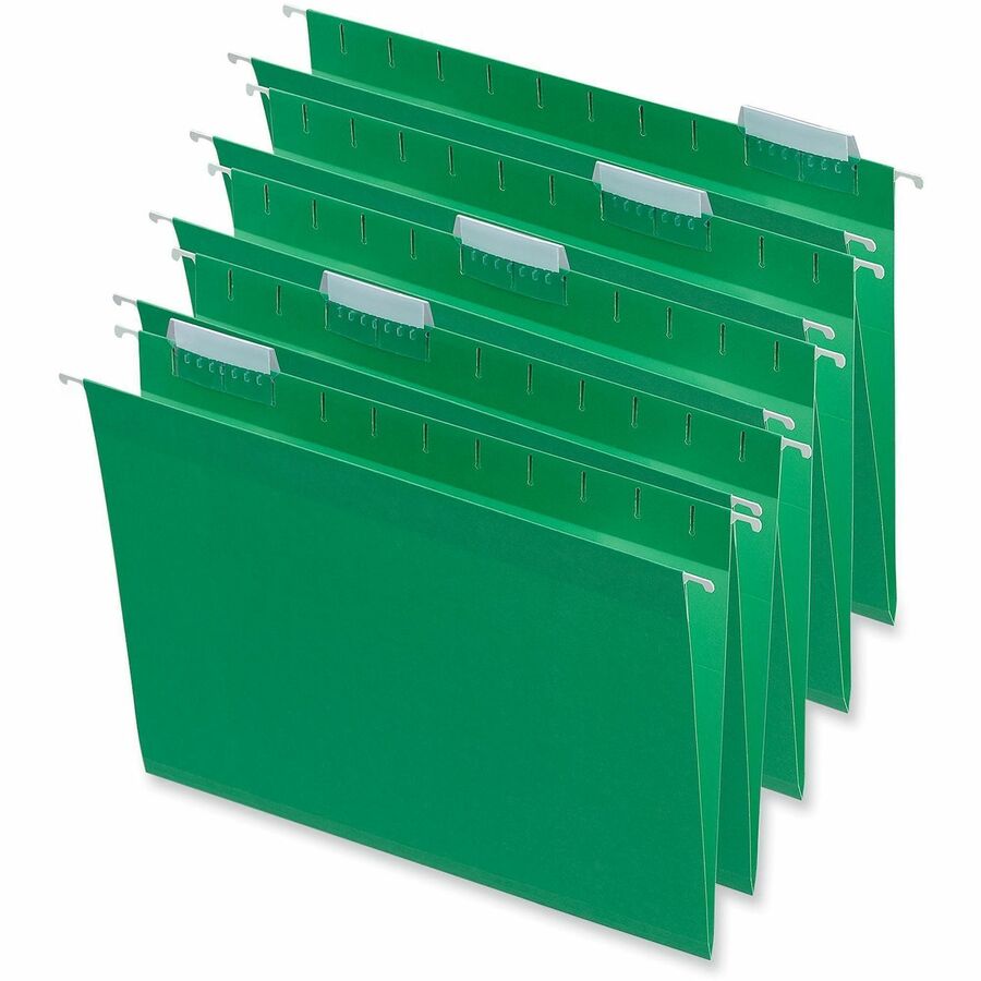 Deluxe Bright Color Hanging File Folders, Letter Size, 1/5-Cut Tabs, Bright Green, 25/Box