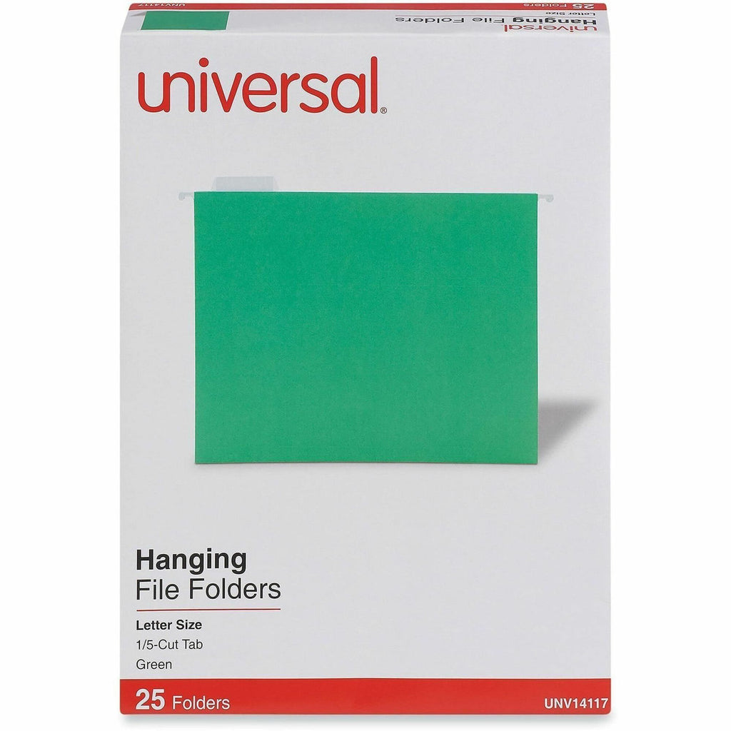 Deluxe Bright Color Hanging File Folders, Letter Size, 1/5-Cut Tabs, Bright Green, 25/Box