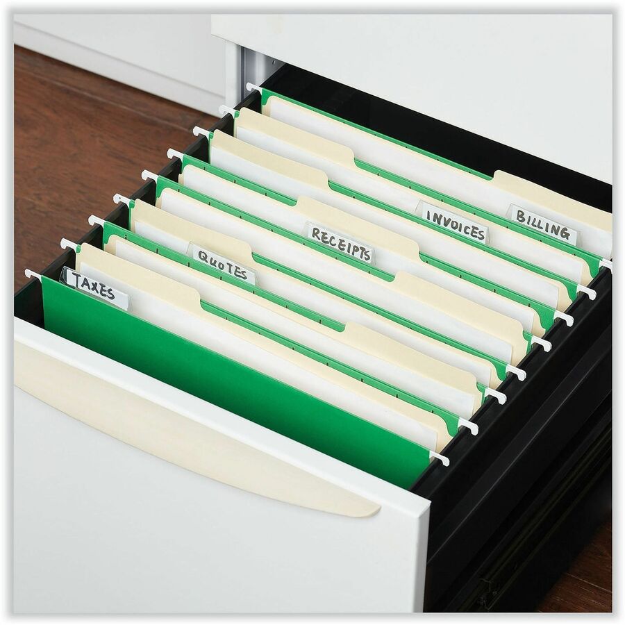Deluxe Bright Color Hanging File Folders, Letter Size, 1/5-Cut Tabs, Bright Green, 25/Box