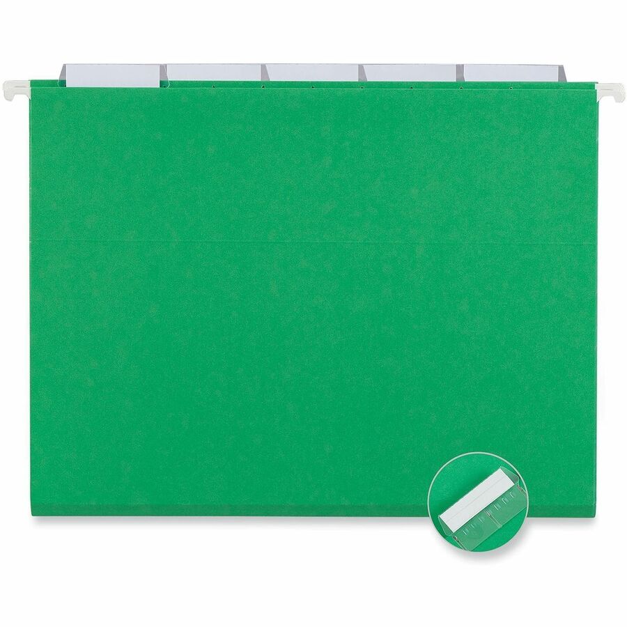 Deluxe Bright Color Hanging File Folders, Letter Size, 1/5-Cut Tabs, Bright Green, 25/Box