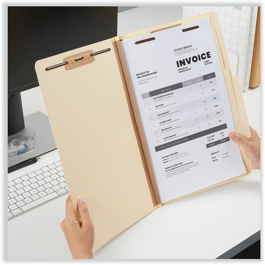 Six-Section Classification Folders, 2" Expansion, 2 Dividers, 6 Fasteners, Legal Size, Manila Exterior, 15/Box