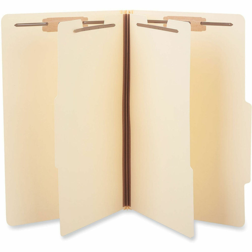 Six-Section Classification Folders, 2" Expansion, 2 Dividers, 6 Fasteners, Legal Size, Manila Exterior, 15/Box