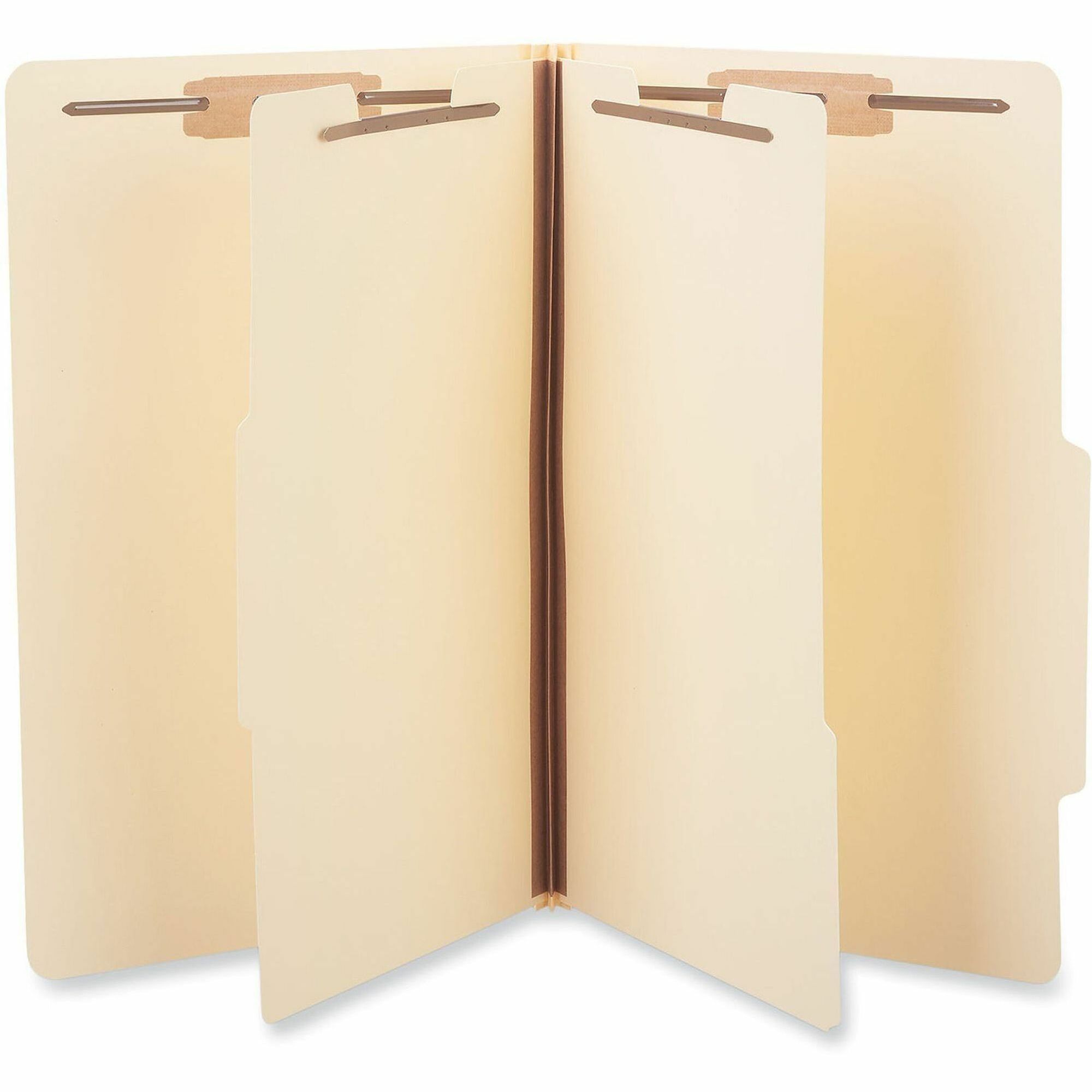 Six-Section Classification Folders, 2" Expansion, 2 Dividers, 6 Fasteners, Legal Size, Manila Exterior, 15/Box