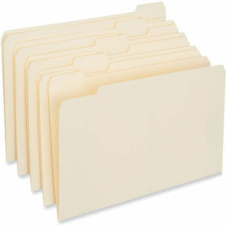 Top Tab File Folders, 1/5-Cut Tabs: Assorted, Letter Size, 0.75" Expansion, Manila, 100/Box