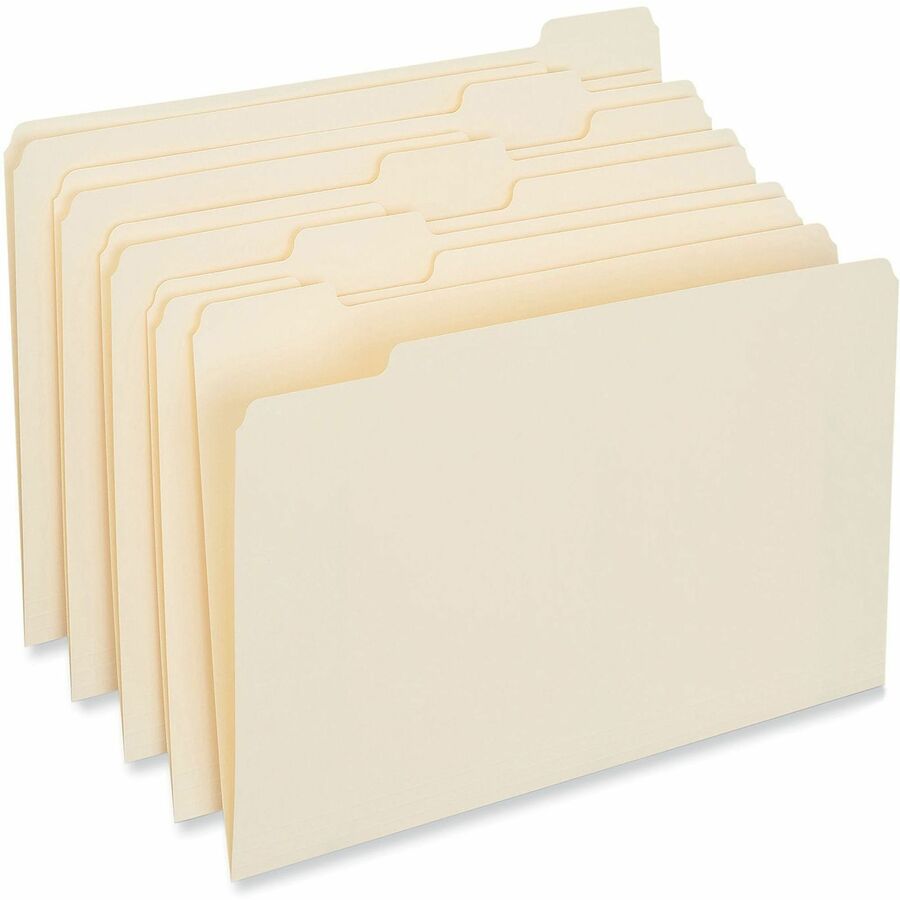 Top Tab File Folders, 1/5-Cut Tabs: Assorted, Letter Size, 0.75" Expansion, Manila, 100/Box