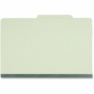 Four-Section Pressboard Classification Folders, 2" Expansion, 1 Divider, 4 Fasteners, Legal Size, Green Exterior, 10/Box