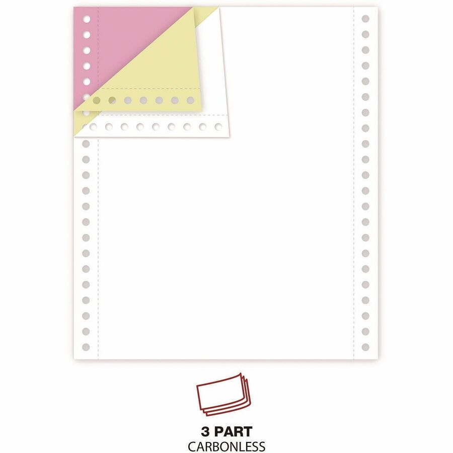 Printout Paper, 3-Part, 15 lb Bond Weight, 9.5 x 11, White/Canary/Pink, 1,200/Carton