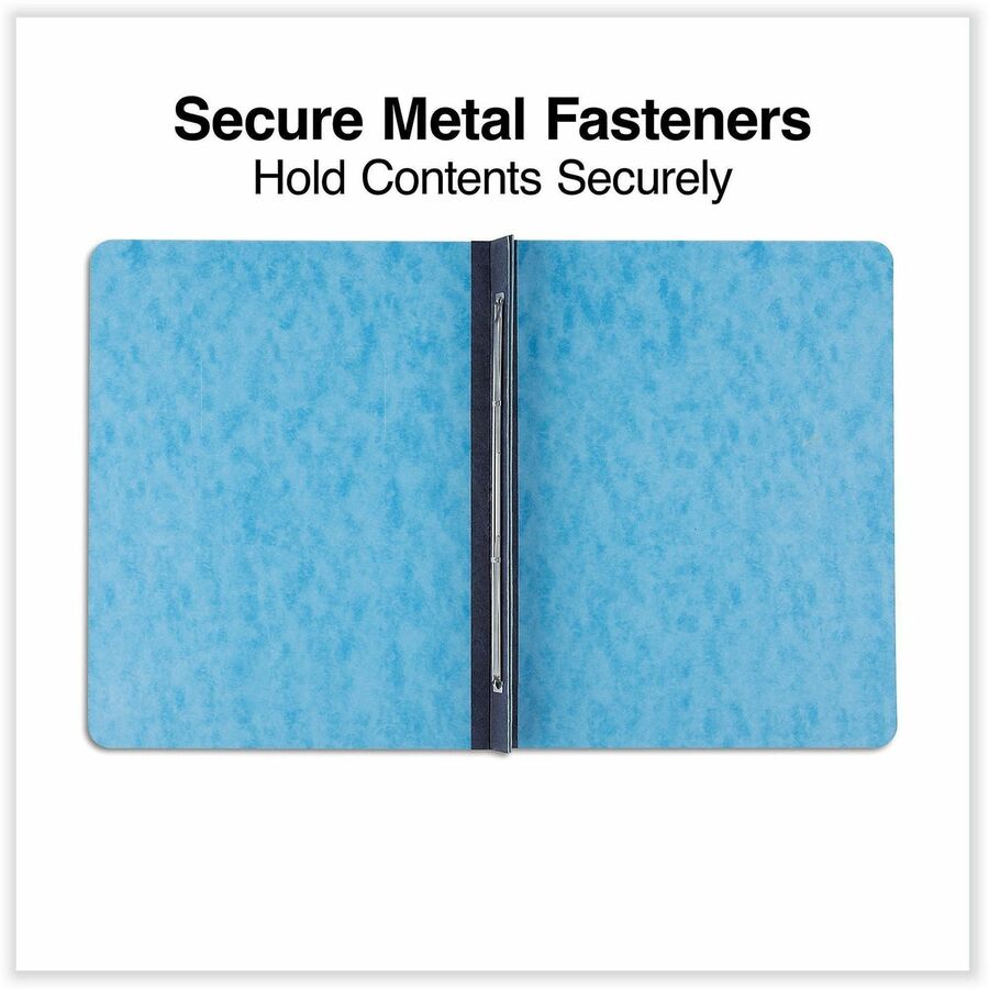 Pressboard Report Cover, Two-Piece Prong Fastener, 3" Capacity, 8.5 x 11, Light Blue/Light Blue