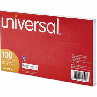 Ruled Index Cards, 5 x 8, White, 100/Pack