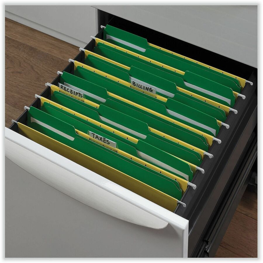 Reinforced Top-Tab File Folders, 1/3-Cut Tabs: Assorted, Letter Size, 1" Expansion, Green, 100/Box