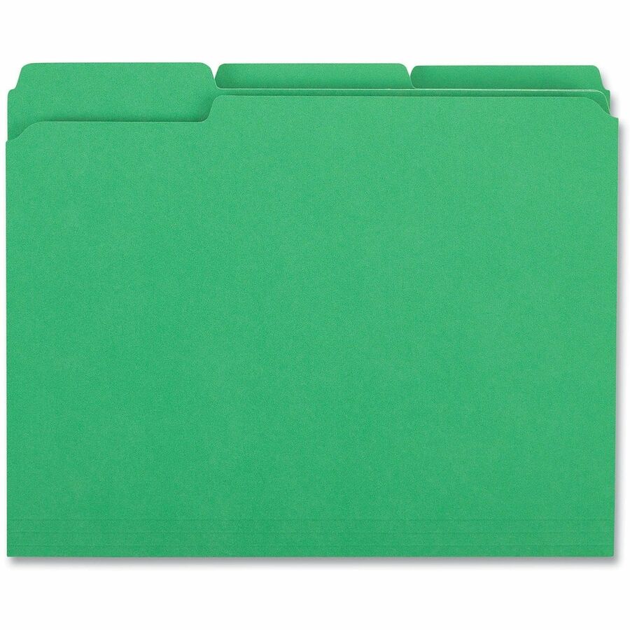 Reinforced Top-Tab File Folders, 1/3-Cut Tabs: Assorted, Letter Size, 1" Expansion, Green, 100/Box