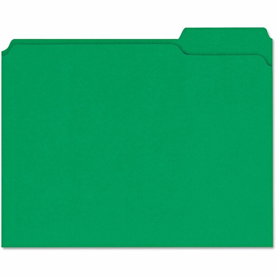 Reinforced Top-Tab File Folders, 1/3-Cut Tabs: Assorted, Letter Size, 1" Expansion, Green, 100/Box