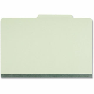 Six-Section Pressboard Classification Folders, 2" Expansion, 2 Dividers, 6 Fasteners, Legal Size, Green Exterior, 10/Box